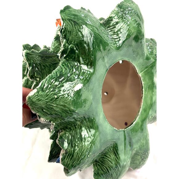 Vintage Ceramic Christmas Tree Green with White Snow Accent 13" Tall READ as is - Picture 7 of 14